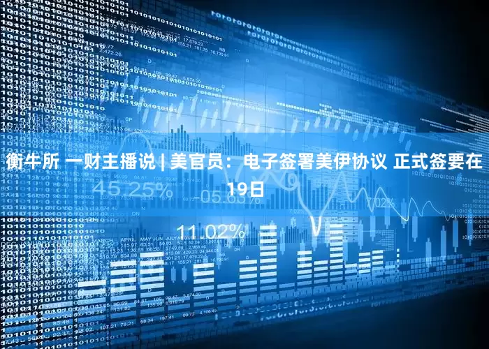 衡牛所 一财主播说 | 美官员：电子签署美伊协议 正式签要在19日